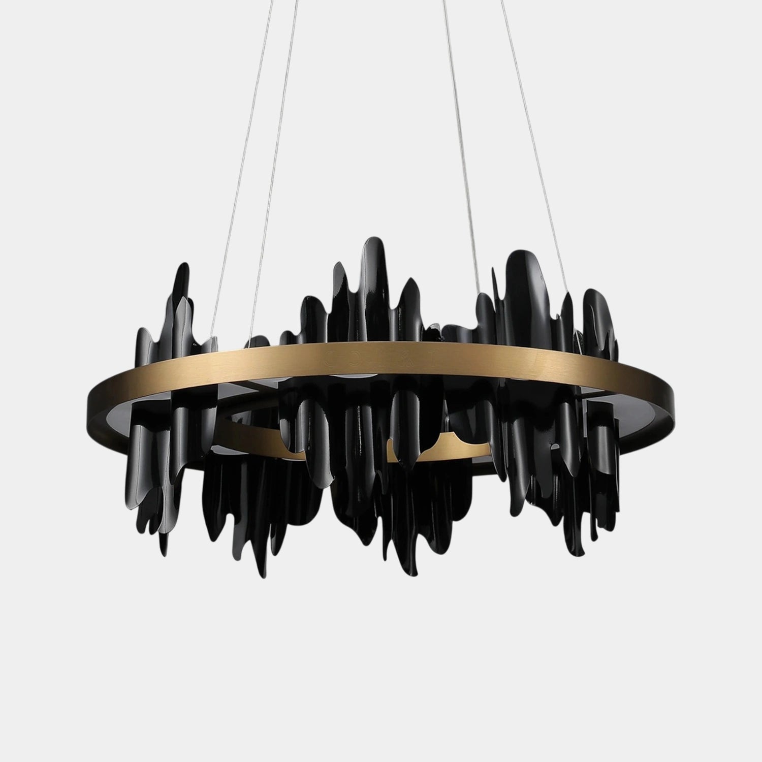 Modern black wave round chandelier