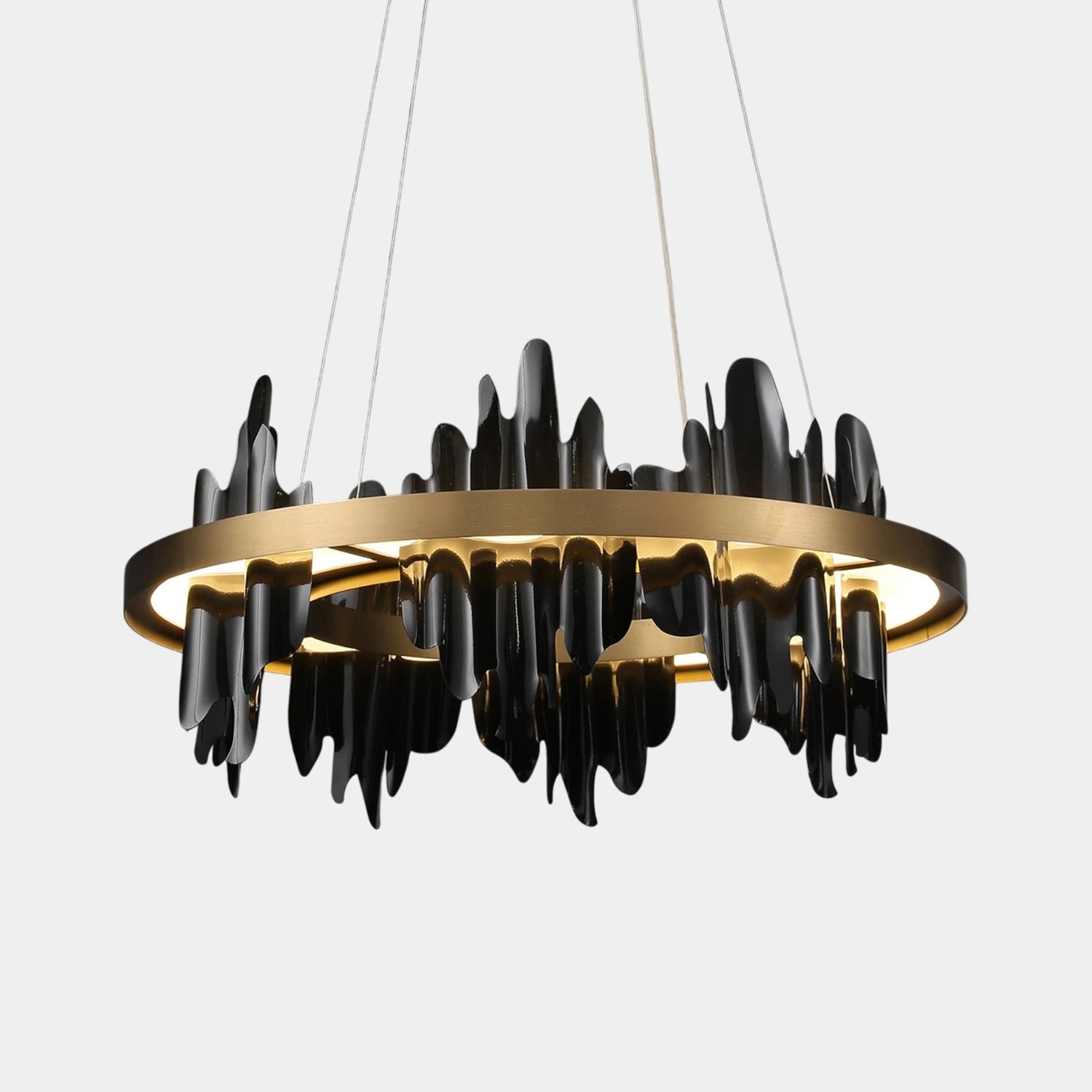 Modern black wave round chandelier