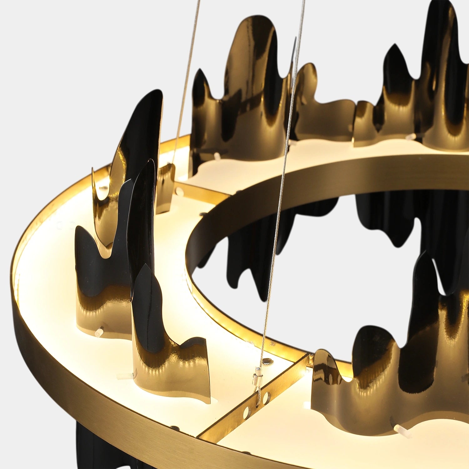 Modern black wave round chandelier