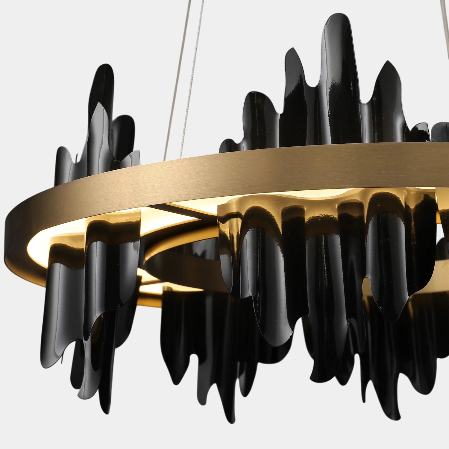 Modern black wave round chandelier